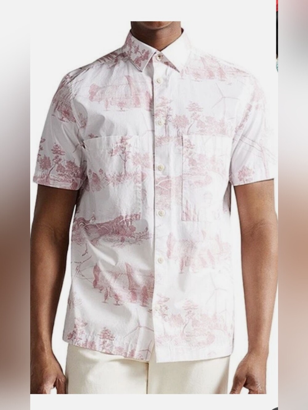 Ted Baker Pink and White Floral-Print Shirt